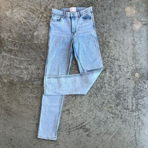 REVICE Denim High Rise Light Wash Distressed Straight Leg Jeans Women's Size 28